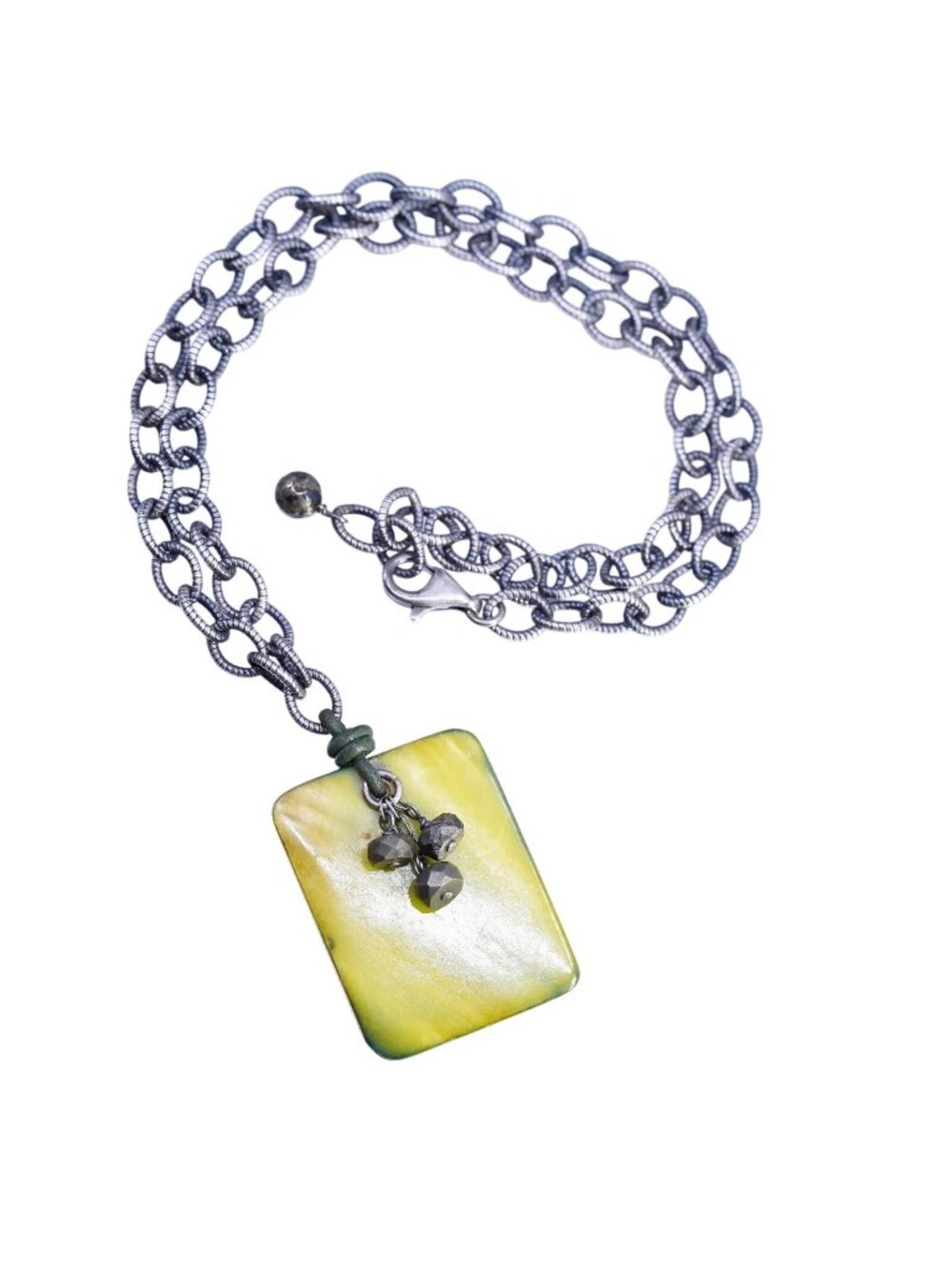 Silpada Sterling 925 Silver Green Mother of Pearl Pyrite Necklace N1133